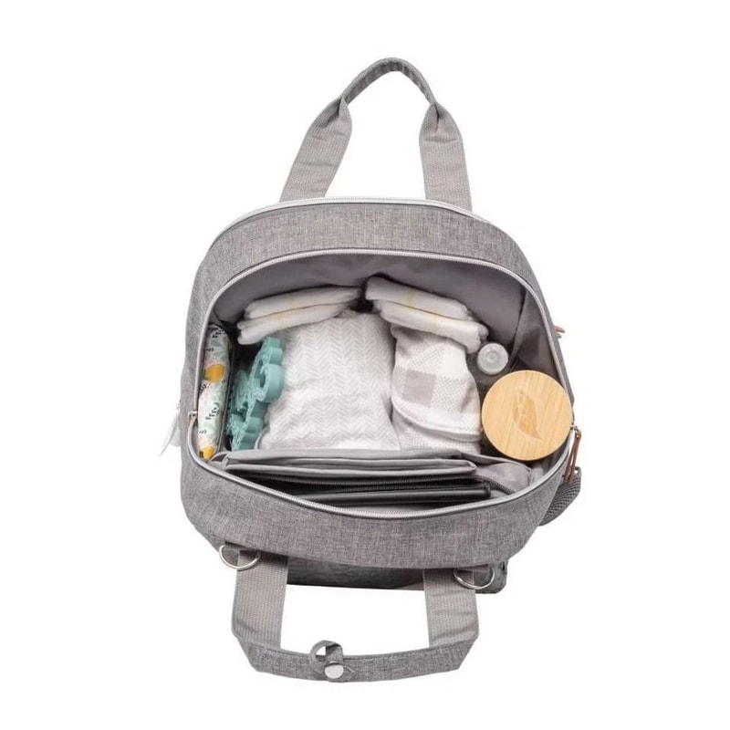 Diaper Bag Gray Functional And GenderNeutral Spacious Storage With Bottle Pockets Includes Changin 3