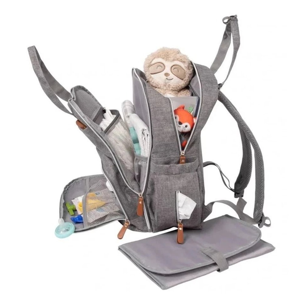 Diaper Bag Gray Functional And GenderNeutral Spacious Storage With Bottle Pockets Includes Changin 5
