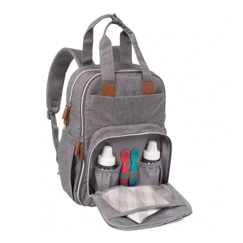Diaper Bag Gray Functional And GenderNeutral Spacious Storage With Bottle Pockets Includes Changin 6