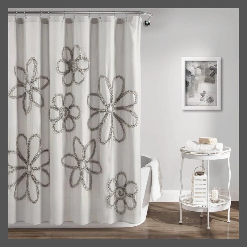 Lush Decor Farmhouse Antimicrobial Shower Curtain Silver Gray OEKOTEX Certified Machine Washable 0