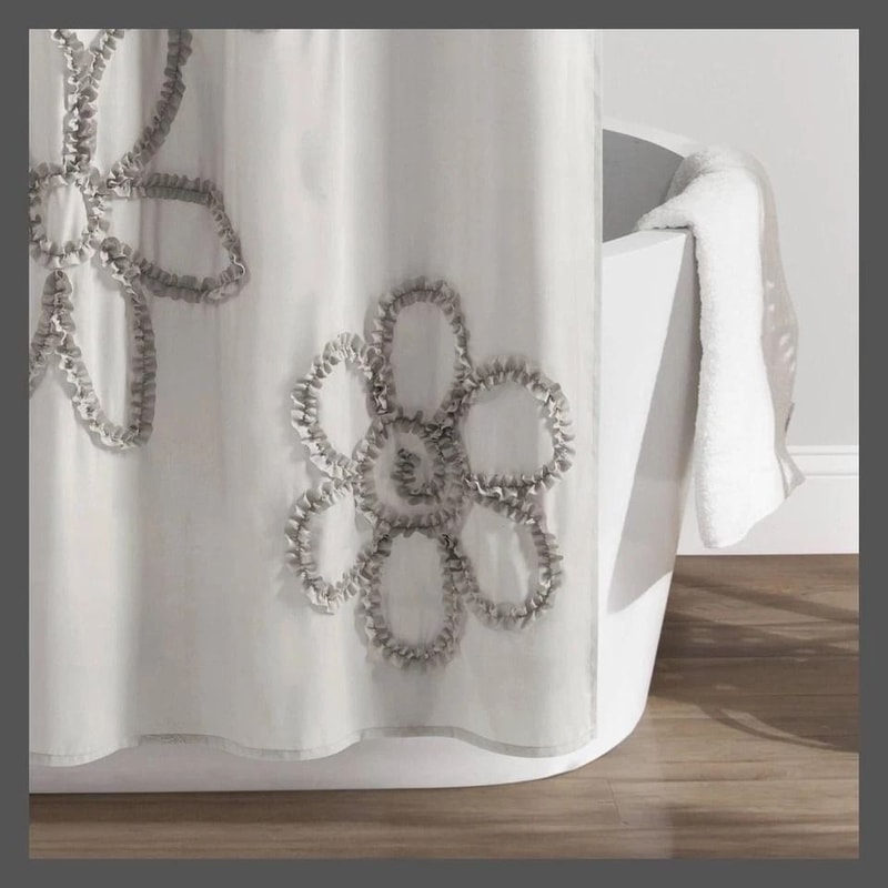 Lush Decor Farmhouse Antimicrobial Shower Curtain Silver Gray OEKOTEX Certified Machine Washable 3