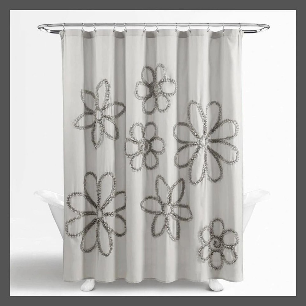 Lush Decor Farmhouse Antimicrobial Shower Curtain Silver Gray OEKOTEX Certified Machine Washable 5