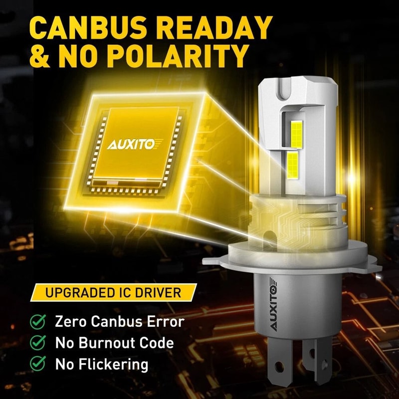 LED Headlight Kit Super Bright H4 Bulbs White Lumens Per Bulb 3