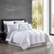 Elegant Comforter Set Embroidered Dots In GrayWhite Queen Includes Sheets Pillows And Bed Skirt 1