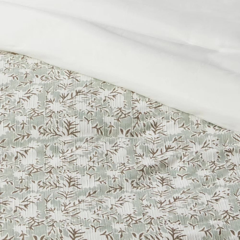 King Floral Comforter Set Green Threshold Luxury Bedding With Decorative Pillows And Bedskirt For 7