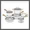 Matte White Stainless Steel Cookware Set Brushed Gold Handles Even Heating Oven Safe 0