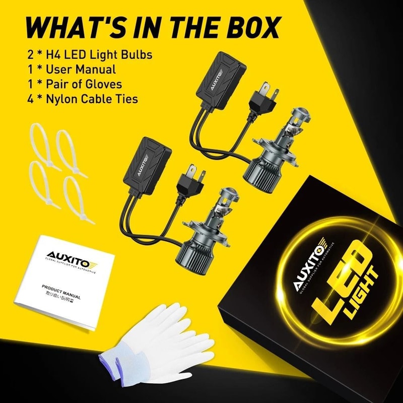 Super Bright 4 LED Headlight Bulbs Kit White Light HighLow Beam Waterproof 360 Adjustable Efficient 8