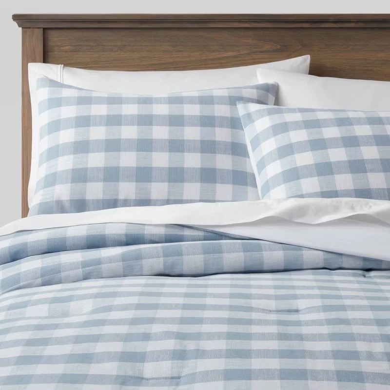 Cotton Gingham Comforter Set Threshold AllSeason Comfort Breathable Comforter Pillow Shams 3