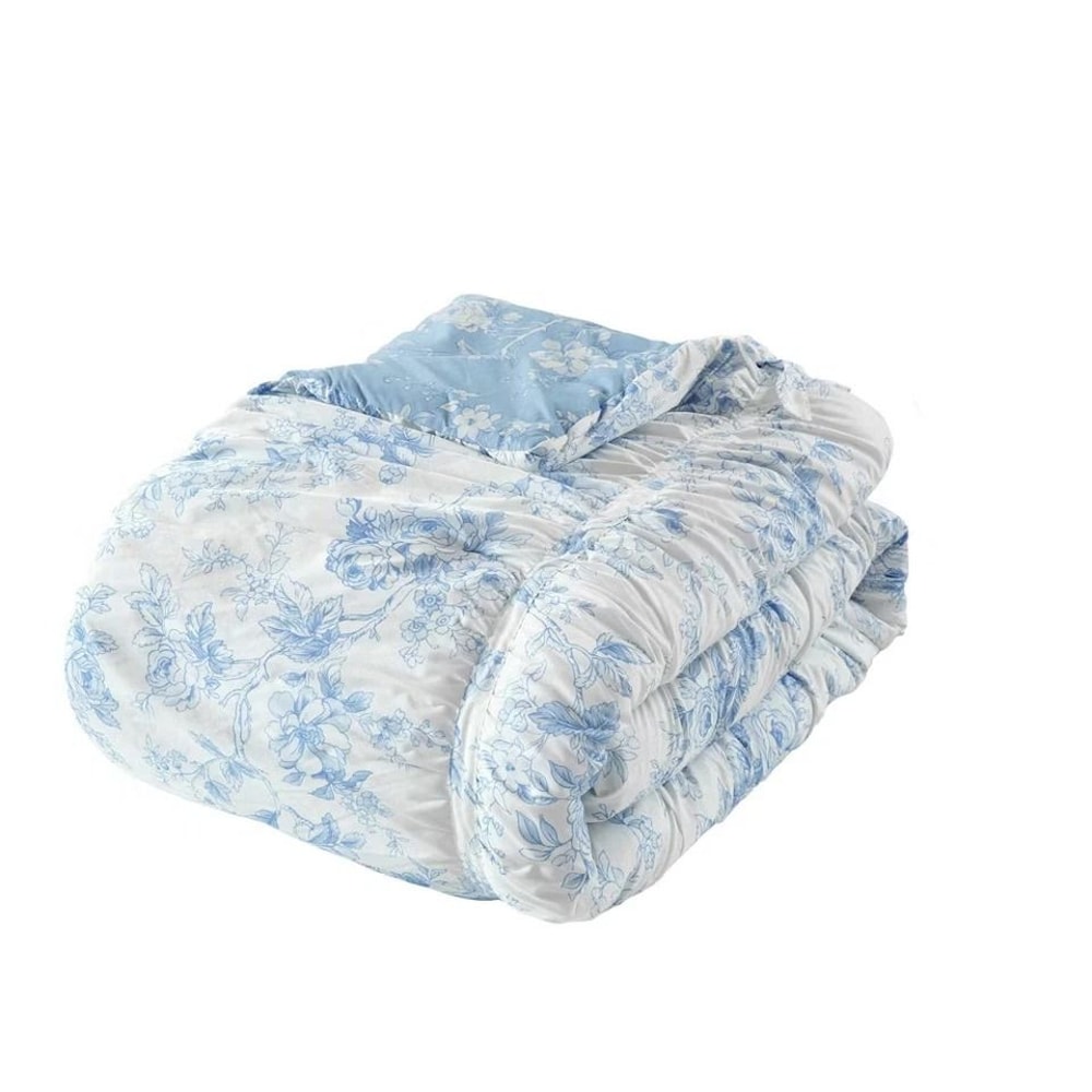 Collection FullQueen Toile Floral Comforter Blue Soft Polyester Lightweight 1