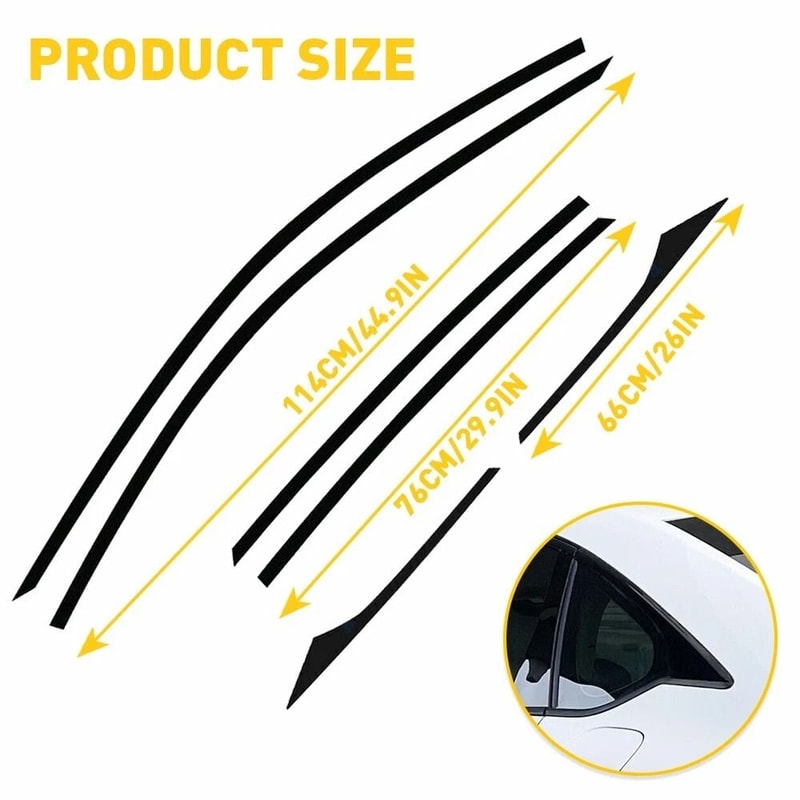 Glossy Black Chrome Delete Blackout Window Trims Car Side Stickers Durable Stylish Fits 1