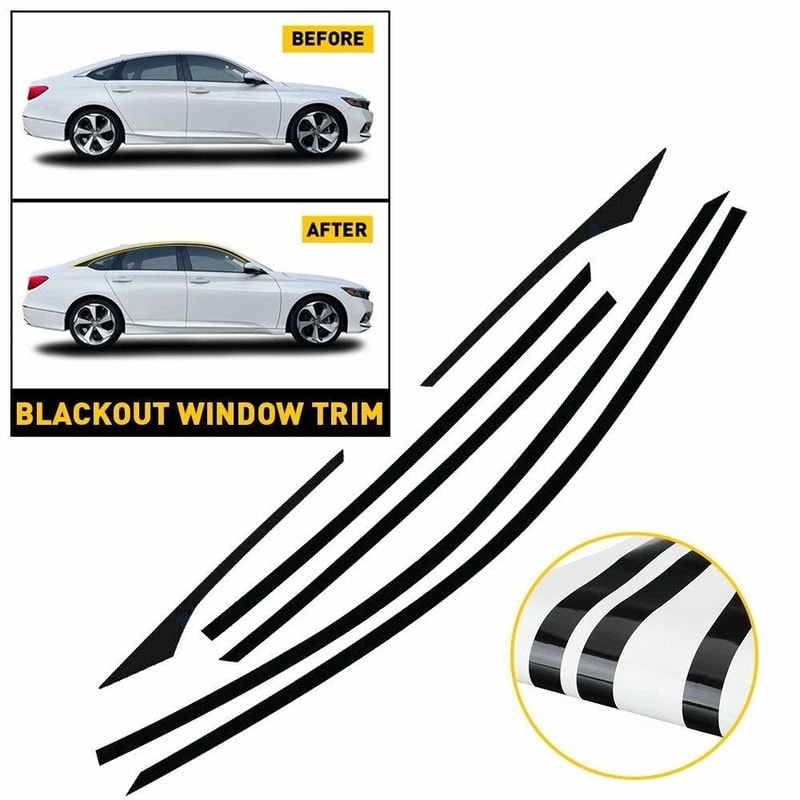 Glossy Black Chrome Delete Blackout Window Trims Car Side Stickers Durable Stylish Fits 7