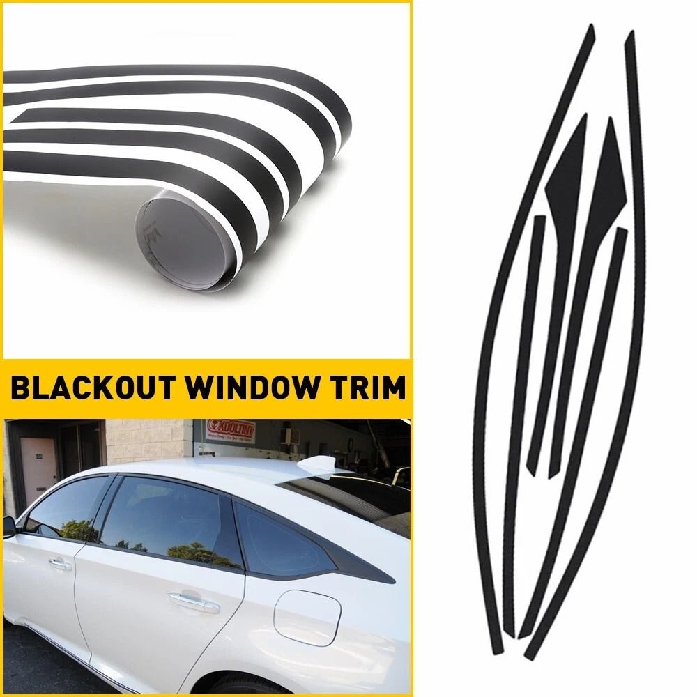 Glossy Black Chrome Delete Blackout Window Trims Car Side Stickers Durable Stylish Fits 6