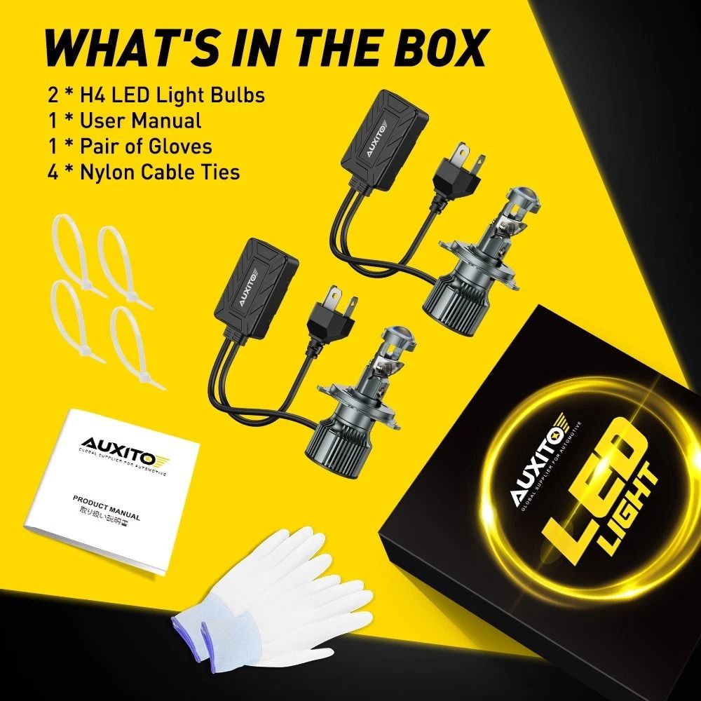 LED Headlight Kit H4 Ultra Bright HighLow Beam Bulb 360 Adjustable Waterproof Efficient Cooling 8