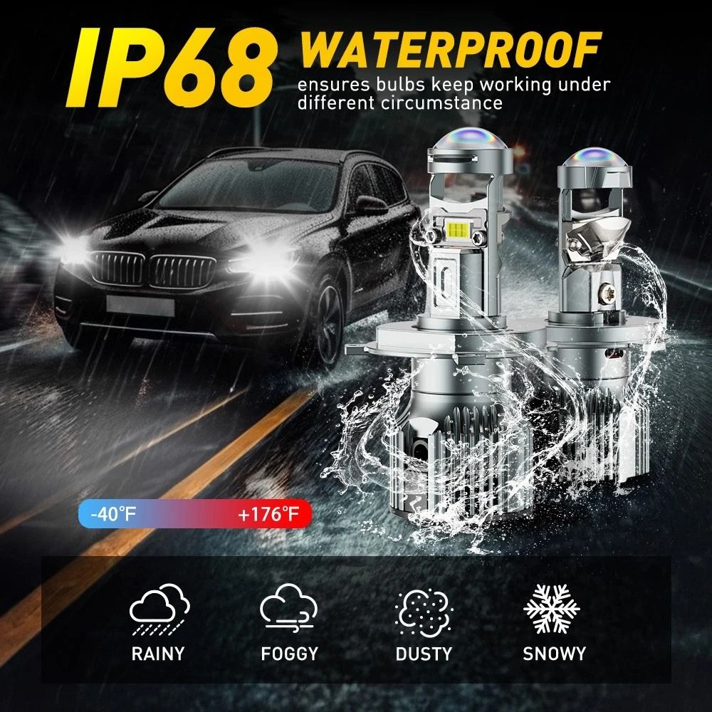 LED Headlight Kit H4 Ultra Bright HighLow Beam Bulb 360 Adjustable Waterproof Efficient Cooling 7