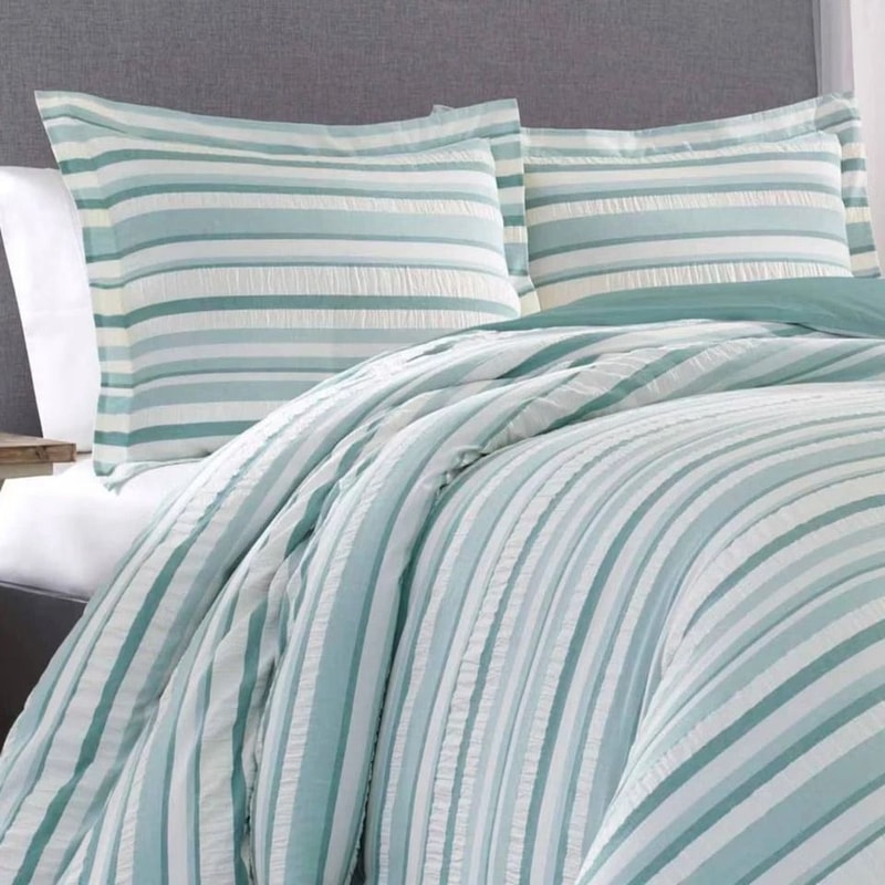 Clearwater Cay Tommy Bahama FullQueen Reversible Duvet Cover Sham Set Blue Cotton PetFriendly 0