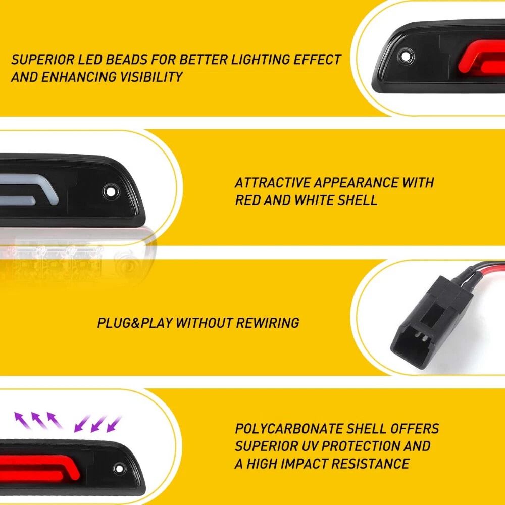 LED High Mount BrakeStop Light Smoked Lens Waterproof Third Brake Light For Vehicles 7