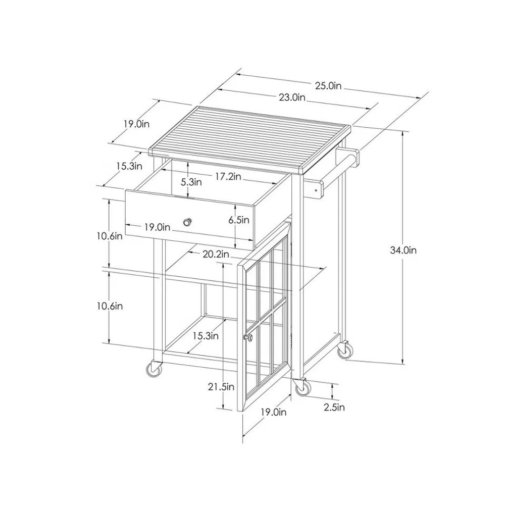 Threshold Windham Wood Top Kitchen Cart Black Shelves Drawer Casters Modern Kitchen Storage 1