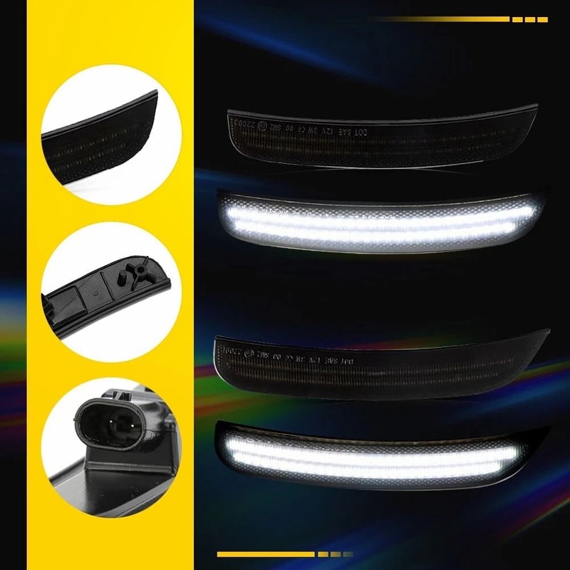 Smoked LED Side Marker Lights For Front Rear Fender Dynamic White Lighting Waterproof Lifespan 10