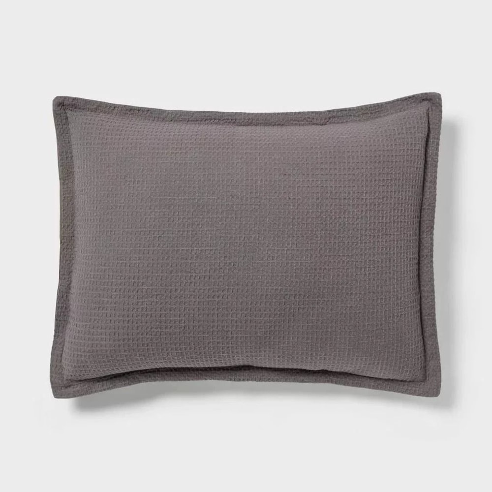 King Washed Waffle Weave Duvet Cover And Sham Set Dark Gray Midweight Cotton Cozy Bed Set For Ult 3