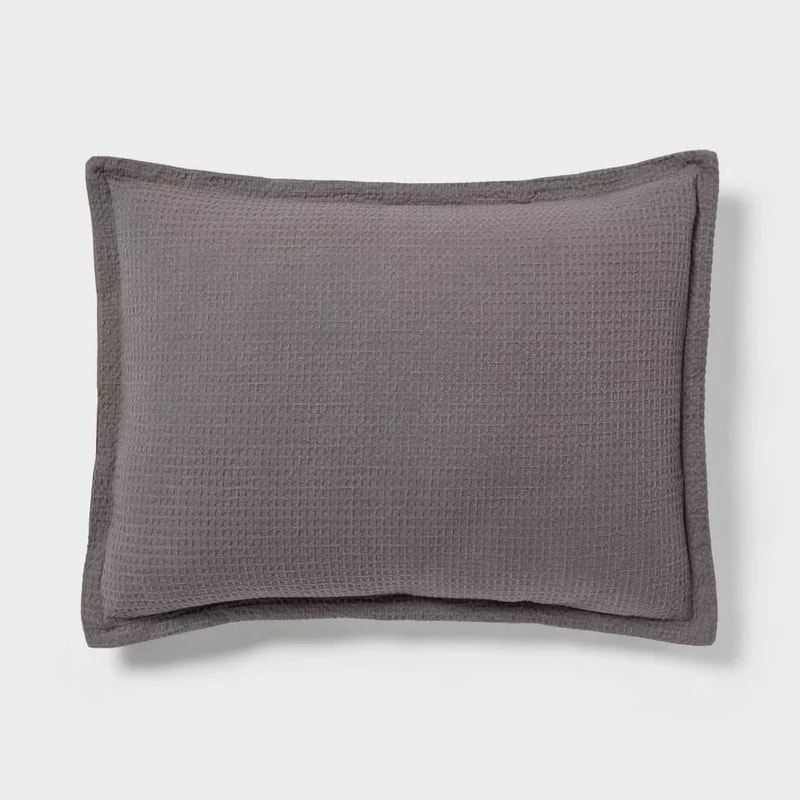 King Washed Waffle Weave Duvet Cover And Sham Set Dark Gray Midweight Cotton Cozy Bed Set For Ult 3