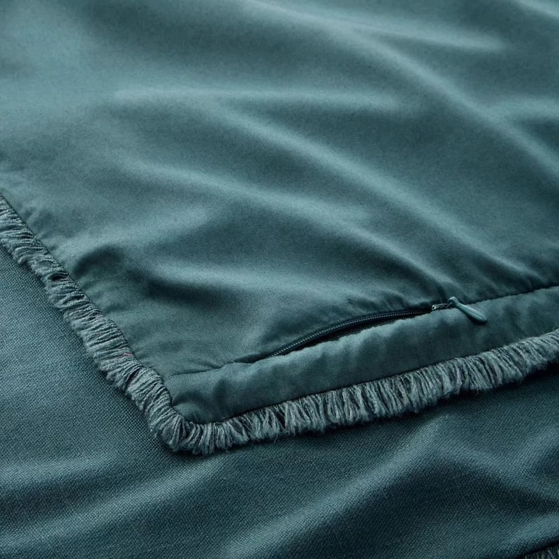 Heavyweight Linen Blend Comforter Sham Set KingCalifornia King Dark Teal Soft MachineWashable Comf 4