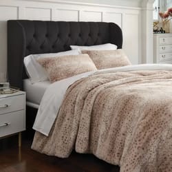 king leopard faux fur comforter set, luxe faux fur bedding, threshold comforter and shams set, soft polyester fill