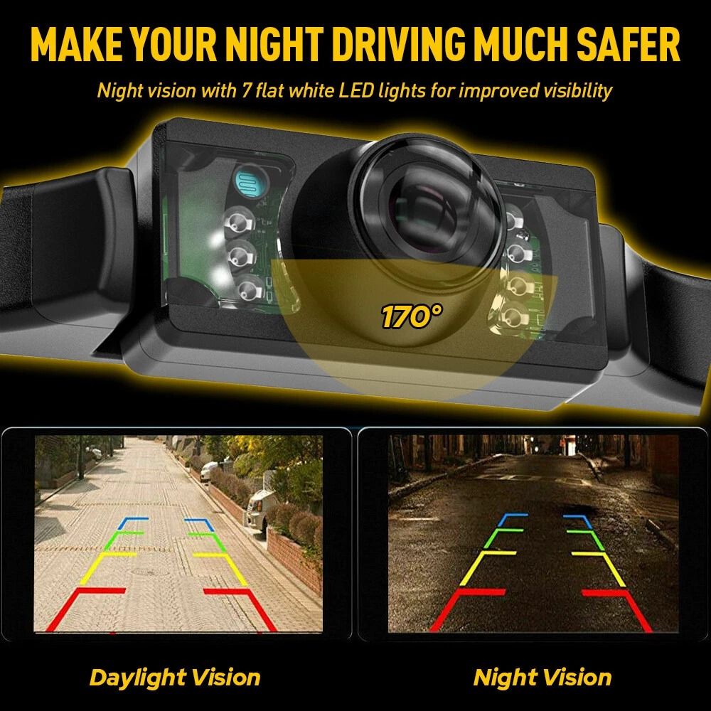 Car Reverse Backup Waterproof Parking Camera Night Vision Wide Rear View For Easy Reversing 2