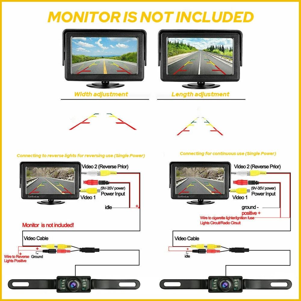 Car Reverse Backup Waterproof Parking Camera Night Vision Wide Rear View For Easy Reversing 5