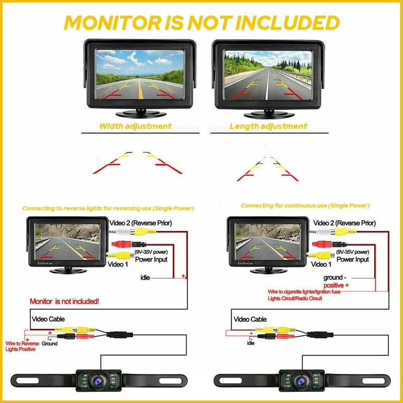Car Reverse Backup Waterproof Parking Camera Night Vision Wide Rear View For Easy Reversing 5