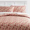 Copper/Light Pink Floral Full/Queen Printed Easy Care Duvet Cover and Sham Set, Sateen Fabric, Button Closure