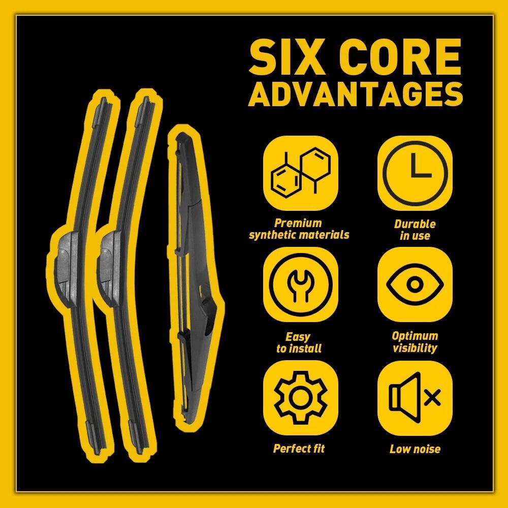 Windshield Wiper Blades Set Quiet Clean SmearFree Wiping HighStrength Spring For Strong Pressure W 8