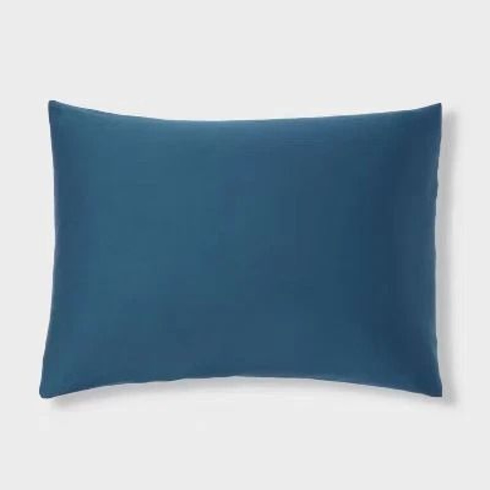 Threshold FullQueen Washed Cotton Sateen Duvet Cover And Sham Set Indigo Soft Cotton Comfort Zipper 3