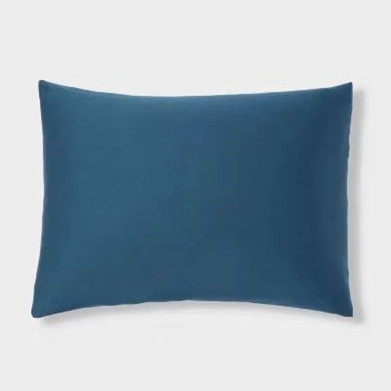 Threshold FullQueen Washed Cotton Sateen Duvet Cover And Sham Set Indigo Soft Cotton Comfort Zipper 3