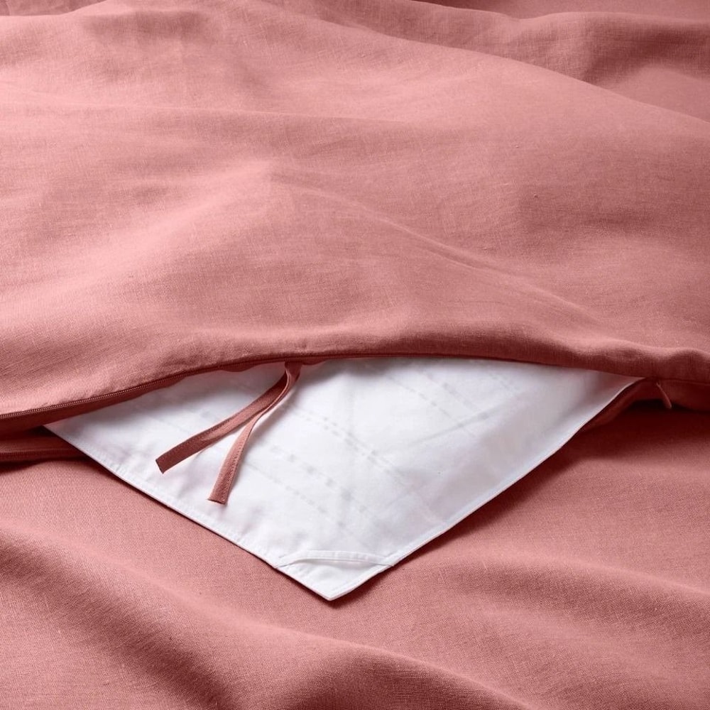 Linen Duvet Sham Set FullQueen Size Rose Soft Lightweight Zipper Closure Easy Care 4