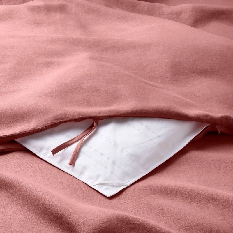 Linen Duvet Sham Set FullQueen Size Rose Soft Lightweight Zipper Closure Easy Care 4