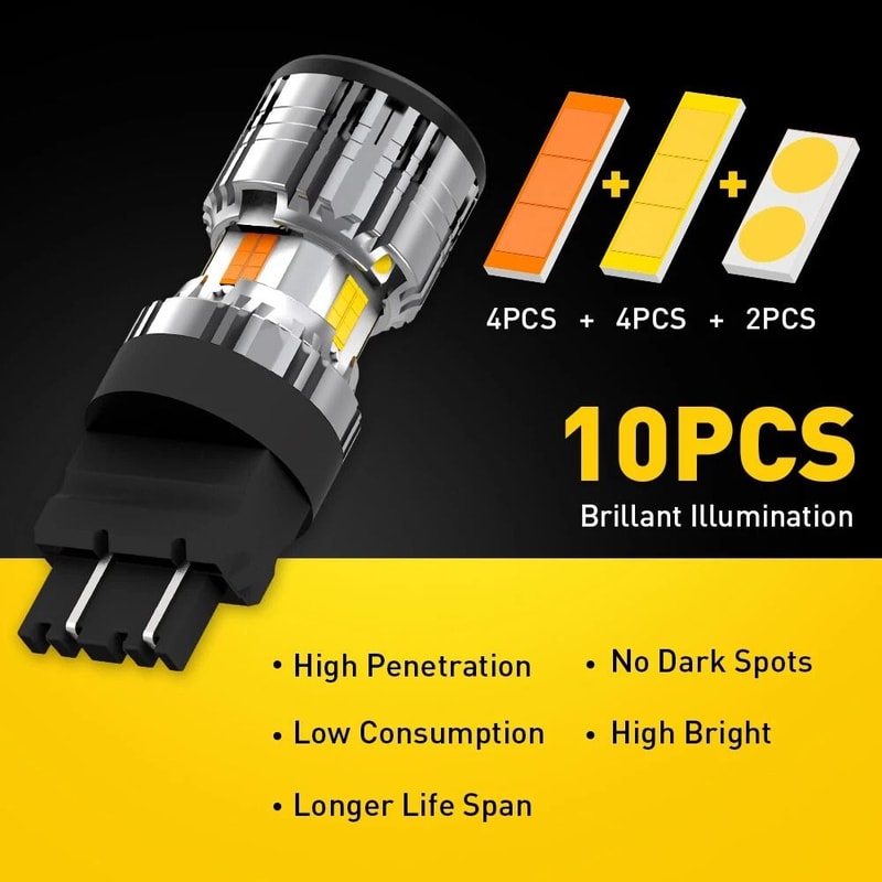Switchback LED Turn Signal Lights AntiHyper Flash White Amber Dual Color LED For Vehicles 2