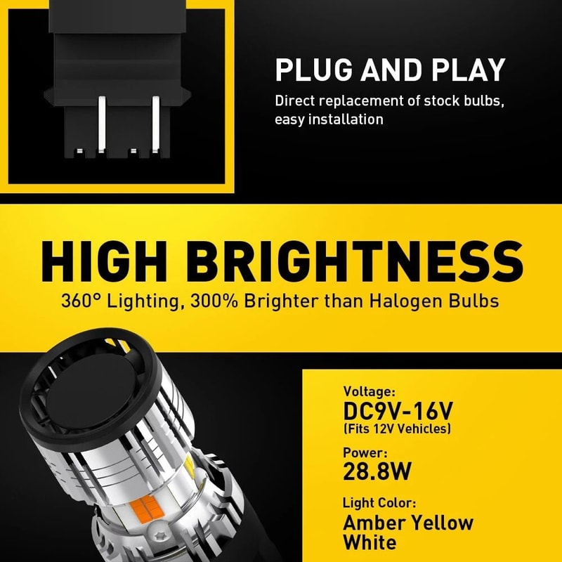 Switchback LED Turn Signal Lights AntiHyper Flash White Amber Dual Color LED For Vehicles 7