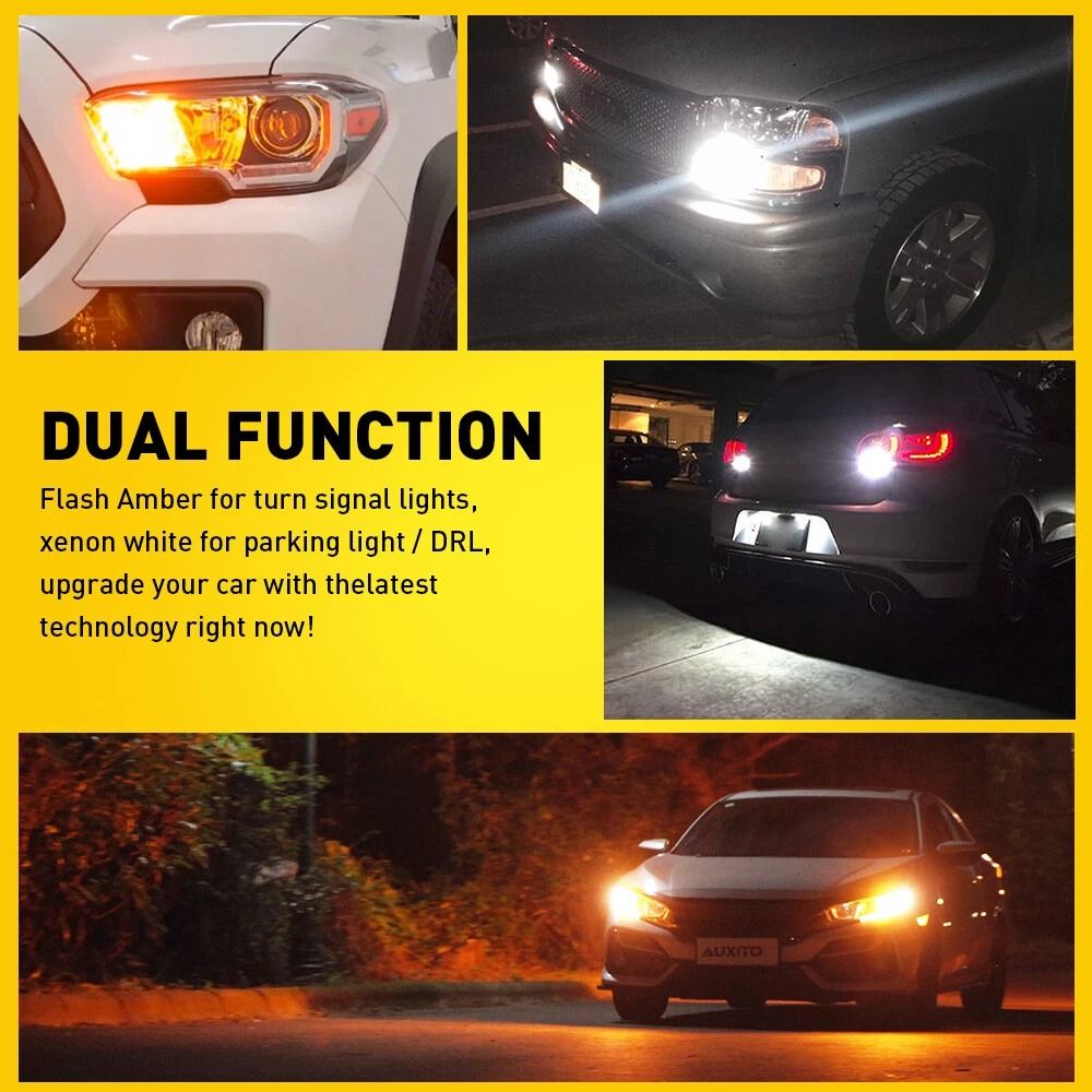 Switchback LED Turn Signal Lights AntiHyper Flash White Amber Dual Color LED For Vehicles 8