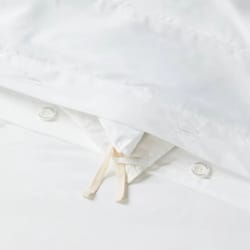white luxe hotel border duvet cover and sham set, full/queen, cotton sateen, button closure, embroidered detail
