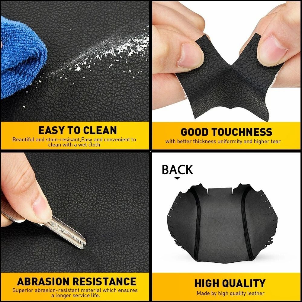 Stone Black Leather Center Console Lid Armrest Cover Microfiber Leather Waterproof Durable 4