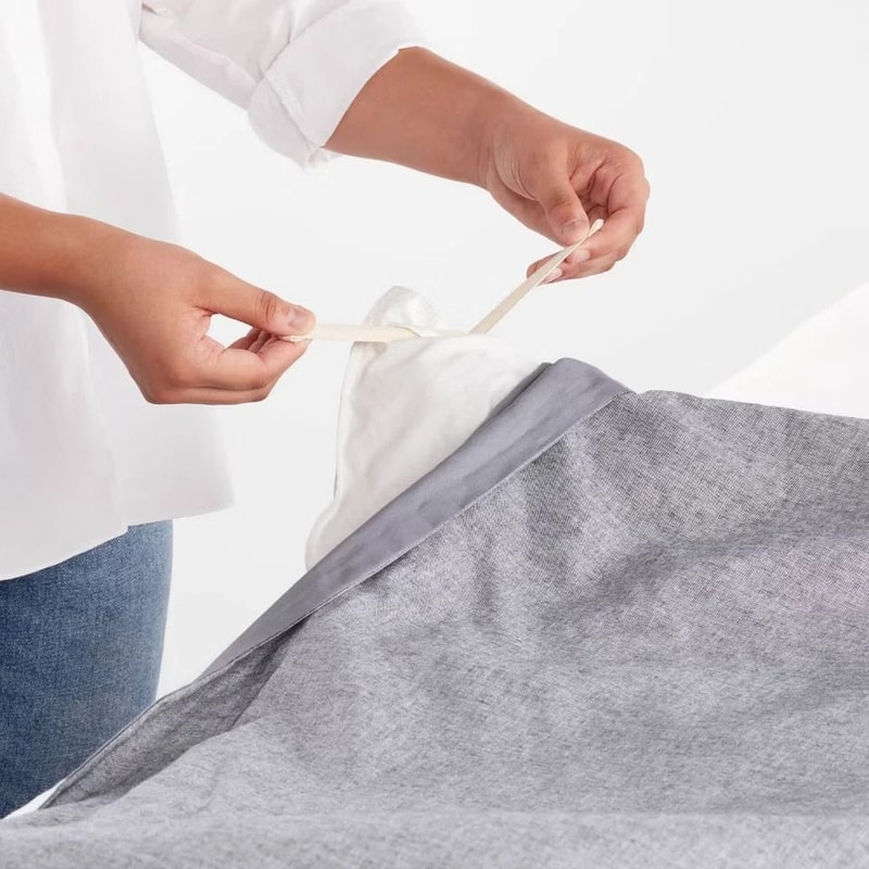 Threshold King Chambray Cotton Linen Duvet Set Navy Soft Midweight Fabric Includes Zipper Pillow Sh 2