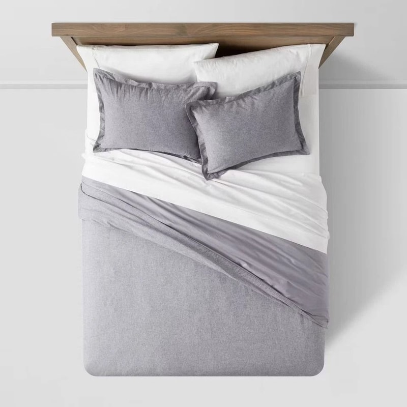 Threshold King Chambray Cotton Linen Duvet Set Navy Soft Midweight Fabric Includes Zipper Pillow Sh 4