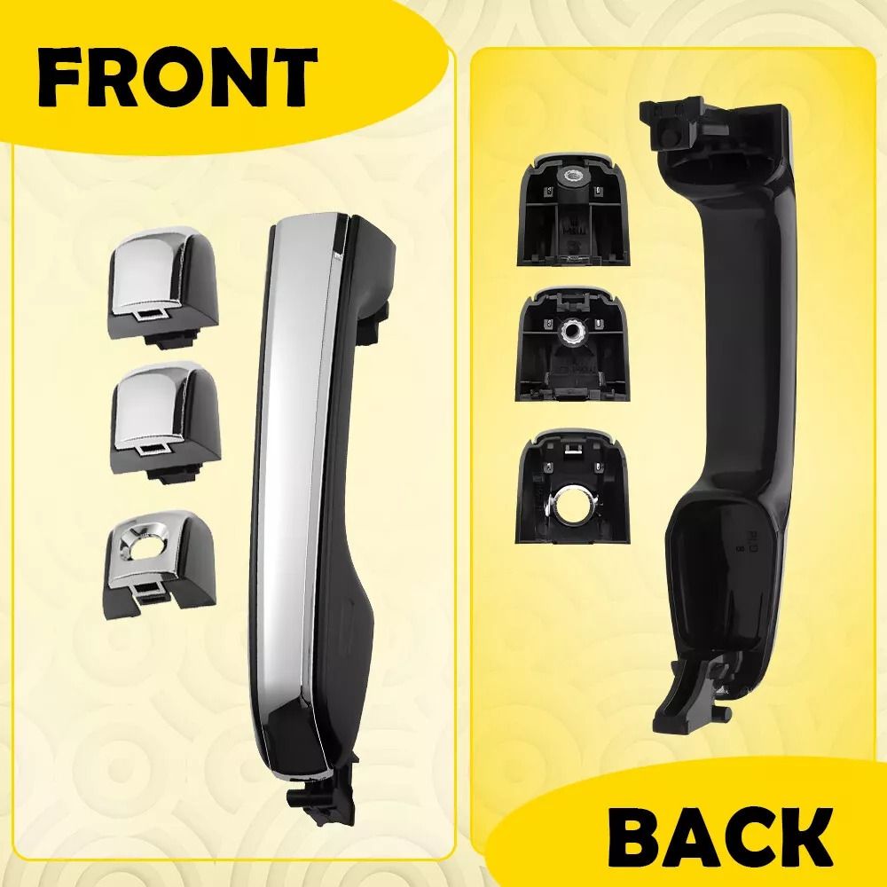 Black And Chrome Outside Door Handle Set Durable Direct Replacement 1