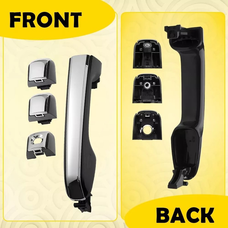 Black And Chrome Outside Door Handle Set Durable Direct Replacement 1