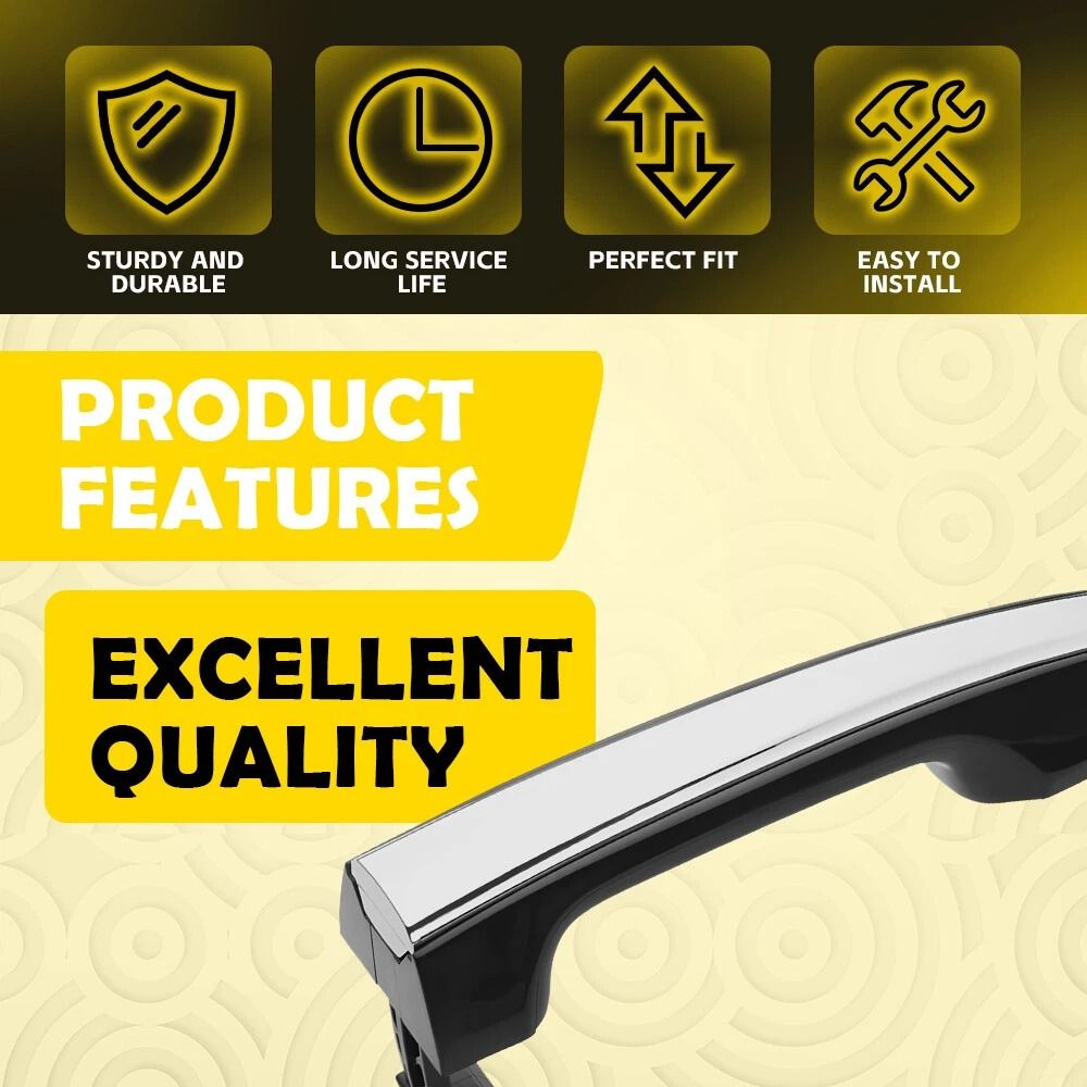 Black And Chrome Outside Door Handle Set Durable Direct Replacement 7