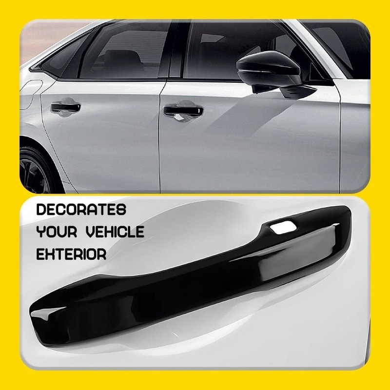 Stylish Car Door Handle Covers Durable Glossy Black Finish W Front Smartkey For Easy Installation A 3