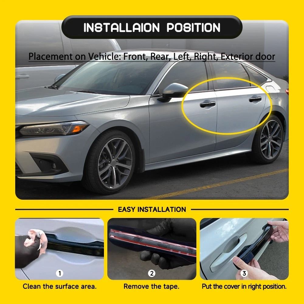 Stylish Car Door Handle Covers Durable Glossy Black Finish W Front Smartkey For Easy Installation A 6