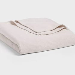 full/queen chenille jacquard blanket, gray geo - threshold, textured cozy throw, recycled polyester