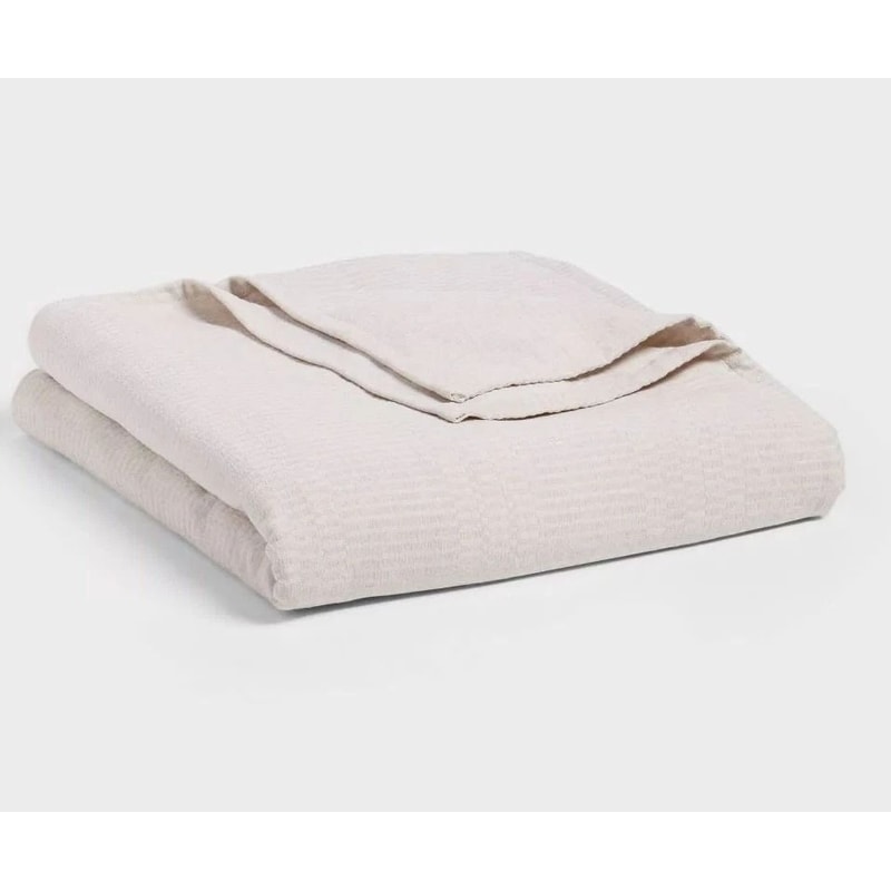 FullQueen Chenille Jacquard Blanket Gray Geo Threshold Textured Cozy Throw Recycled Polyester 3