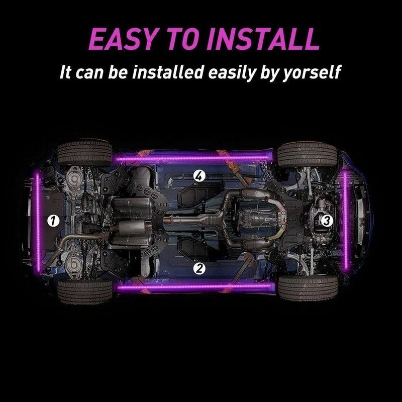 LED Under Car Glow System RGB Neon Tube Kit Underglow Underbody Lights MultiColor Music Sync Lighti 8